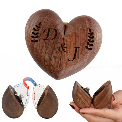 Personalized Wooden Ring Box Heart Shaped Ring Box Wedding,Proposal,Engagement