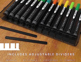 TOOLI-ART 72 Art Marker Storage Tray Desk Organizer Holder, Adjustable Dividers, Modular, Expandable, Stackable, Fit Most Pen, Pencil, Brushes. TOOLI-ART