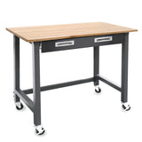 Seville Classics UltraGraphite Wood Top Workbench on Wheels with Sliding Organizer Drawer Table, 48", Satin Graphite Seville Classics