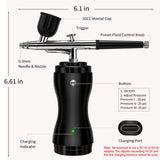 Airbrush Kit with Compressor 30PSI Portable Airbrush Gun Rechargeable Handheld Cordless Air Brush for Nails Art, Painting, Cake Decor, Cookie, Mode, fehrominger