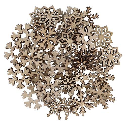 NOLITOY 50pcs Pieces Christmas Gift Tags Christmas Embellishment Snowflake Ornaments Snowflake Hanging Ornaments Wood Crafts Snowflake Decorations