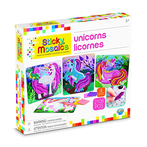 ORB The Factory Sticky Mosaics Unicorns, Pink/Teal/Blue/Purple, 12' x 2' x 10.75' ORB