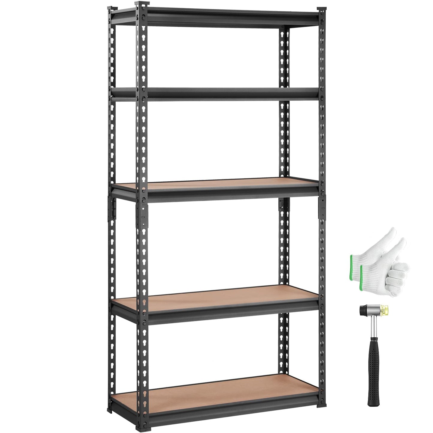 VEVOR Storage Shelving Unit, 5-Tier Adjustable, 2000 lbs Capacity, Heavy Duty Garage Shelves Metal Organizer Utility Rack, Black, 30" L x 12" W x 60"