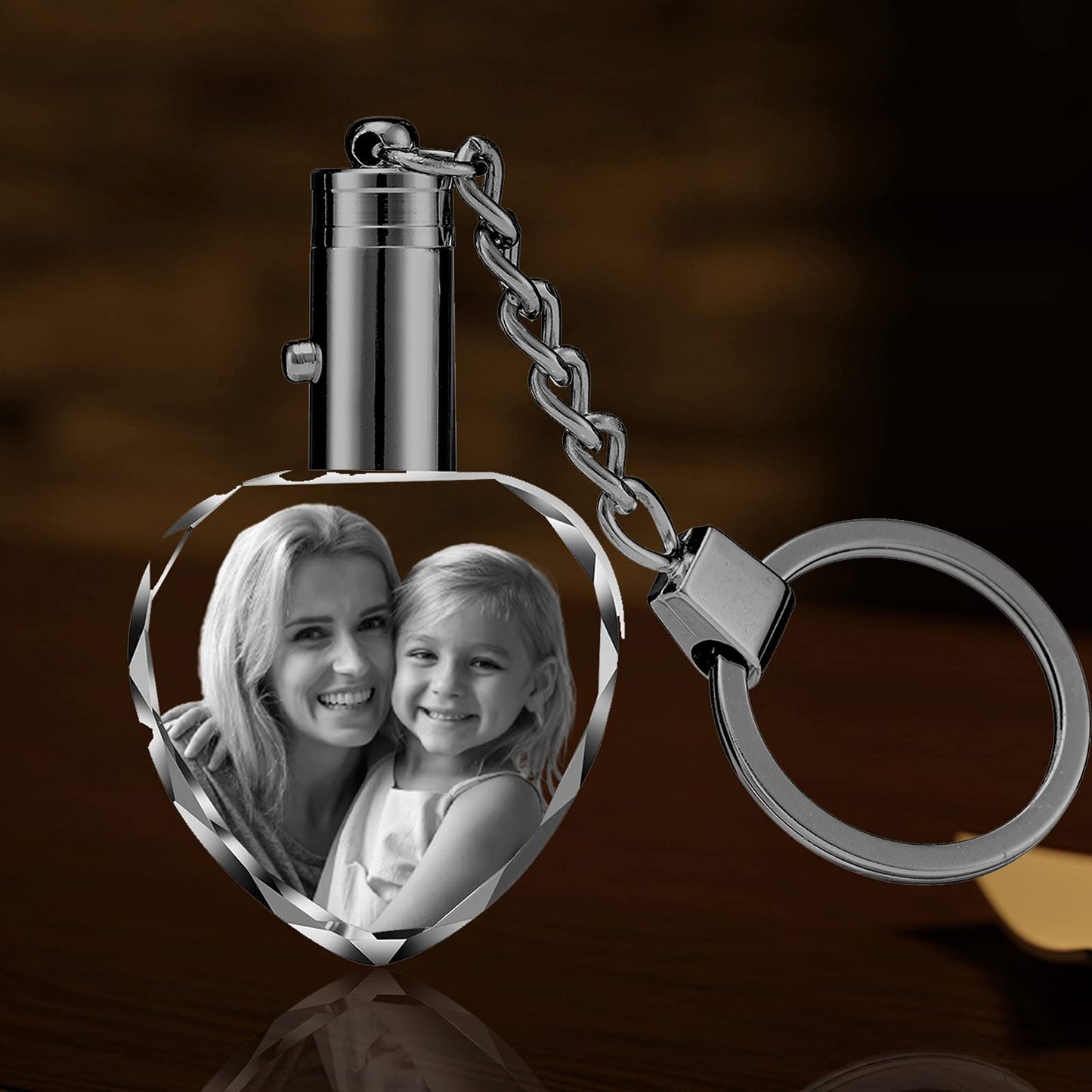 YanNanKe Personalized Crystal Keychain Photo Custom Laser Engraved Crystal Keychain - WoodArtSupply