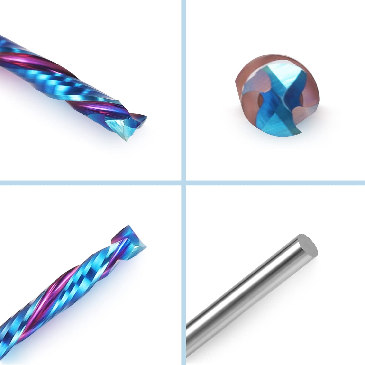 HQMaster Up & Down Cut Bit 1/8" Shank Compression Bit Spiral CNC Router Bits End Mill Tungsten Carbide Milling Cutter Set 5 Pack HQMaster