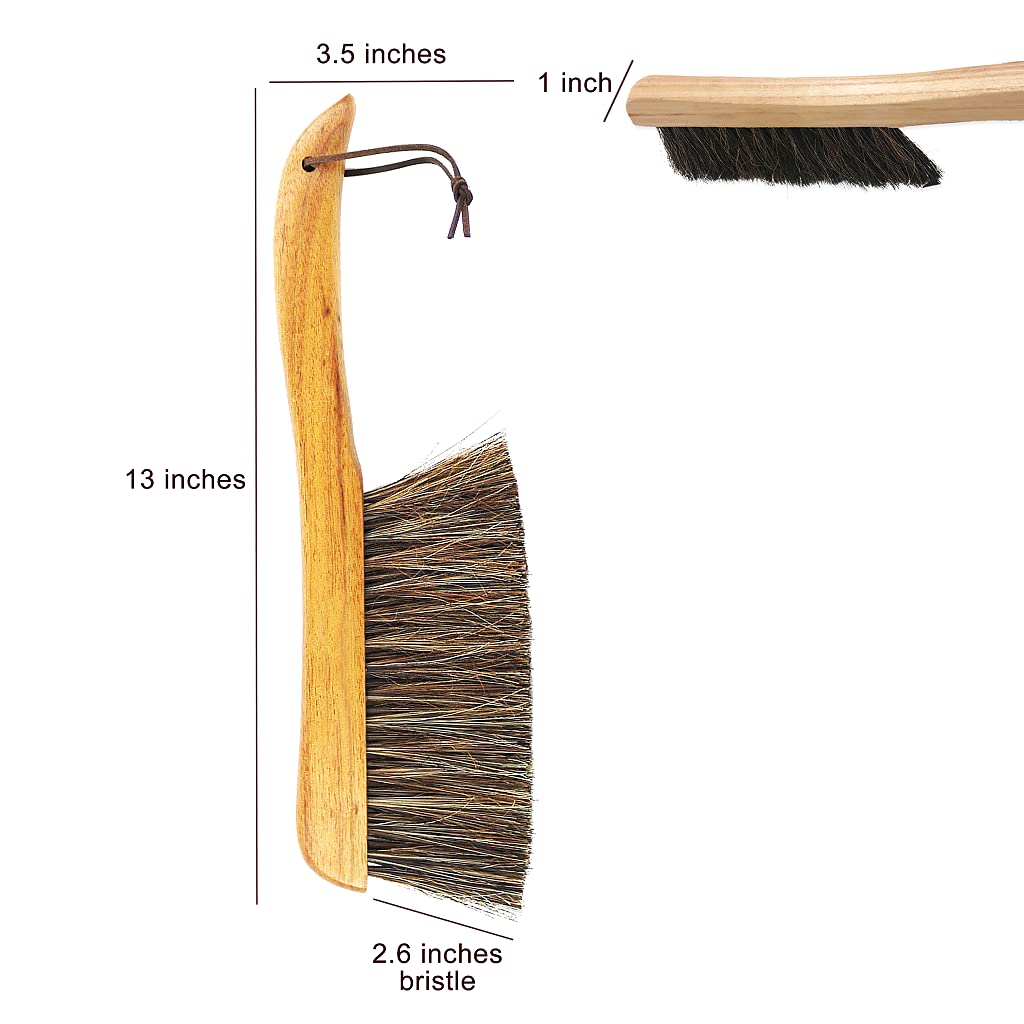 Counter Brush for Furniture Patio Woodworking Drafting Cleaning, Wooden Handle with Horsehair Bristle Bench Brushes, 13 Inches Hand Broom SUPERWASH PLUS