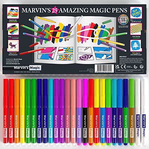 Marvin's Magic - Original x 25 Amazing Magic Pens - Color Changing Magic Pen Art - Create 3D Lettering or Write Secret Messages - Includes 25 Magic Marvin's Magic