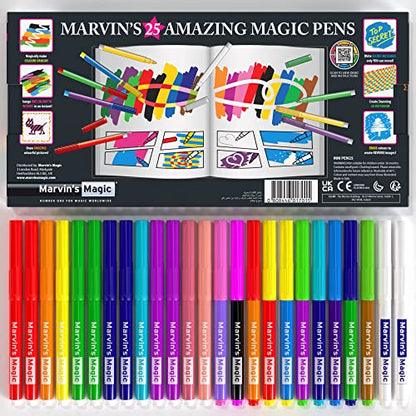 Marvin's Magic - Original x 25 Amazing Magic Pens - Color Changing Magic Pen Art - Create 3D Lettering or Write Secret Messages - Includes 25 Magic