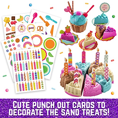 GirlZone Sweet Cakes Play Sand Kit, Fun Sand Box Toys Kit with 2lbs Moldable Sensory Sand and 17 Sandbox Sand Tools, Fun Sand Toys for Toddlers Age GirlZone