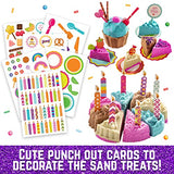 GirlZone Sweet Cakes Play Sand Kit, Fun Sand Box Toys Kit with 2lbs Moldable Sensory Sand and 17 Sandbox Sand Tools, Fun Sand Toys for Toddlers Age GirlZone