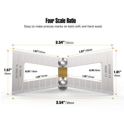 Housolution Dovetail Marker, Stainless Steel Dovetail Jig Guide with Scale Size 1:5-1:6 and 1:7-1:8, Precise Dovetail Guide, Wood Joints Dovetail - WoodArtSupply