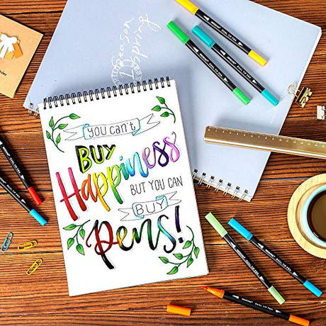 Art Markers Dual Brush Pens for Coloring, 60 Artist Colored Marker Set, Fine and Brush Tip Pen Art Supplier for Kids Adult Coloring Books, Bullet Nicecho