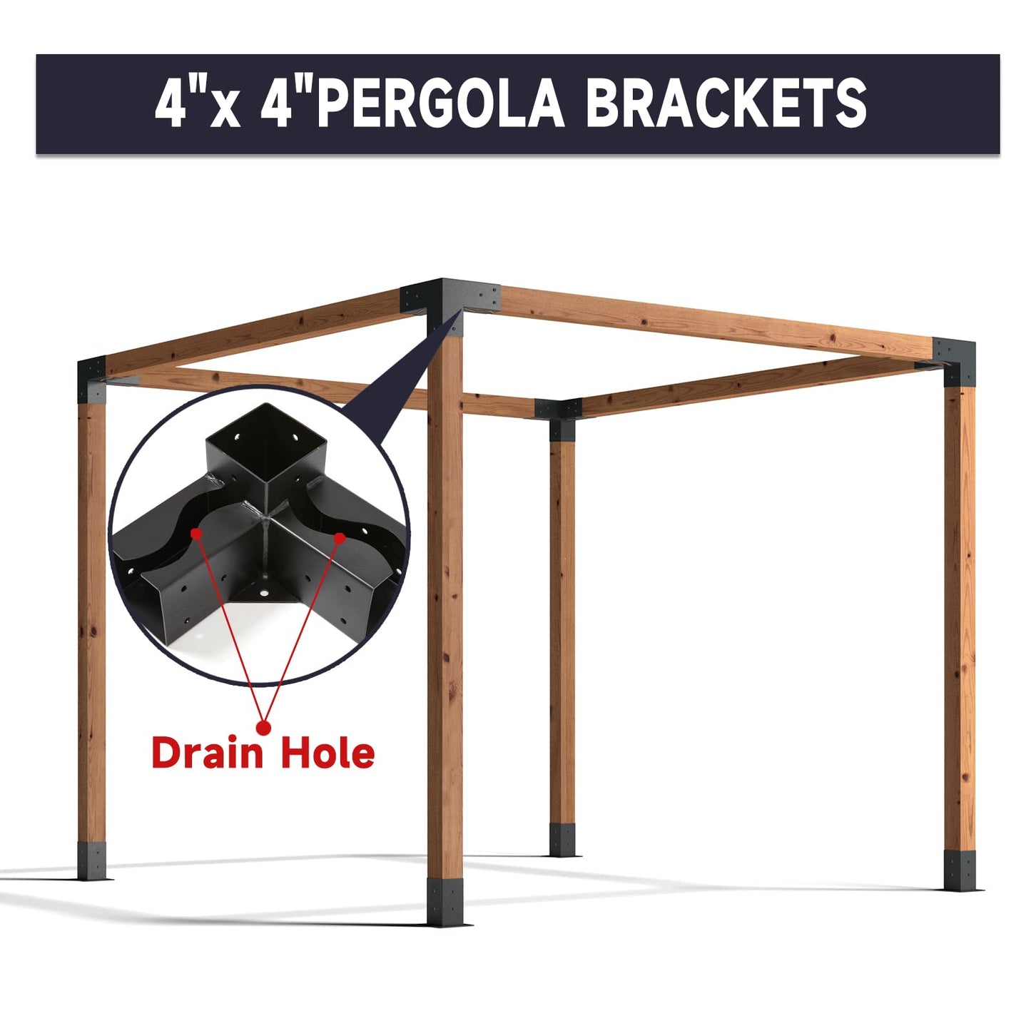 3-Way DIY Pergola Bracket Kit for 4x4 Inch Wood Beams - Huzxbw Ideal for DIY Pergola Projects (3-Way Corne Brackets with Post Bases)… - WoodArtSupply