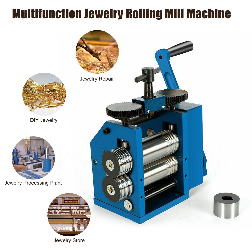 Jewelry Rolling Mill Machine 3 inch 75mm Manual Combination Rolling Mill Gear Ratio 1:6 Presser Rolling Mills for Jewelry Making Square Wire Flat Gdrasuya10