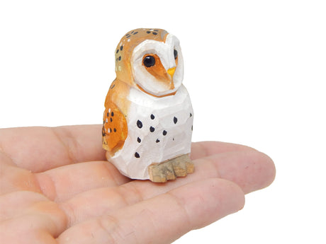 Selsela Barn Owl Wood Figurine Fake Miniature Decoration Forest Bird Carved Small Animal Sculpture Garden Statue Selsela