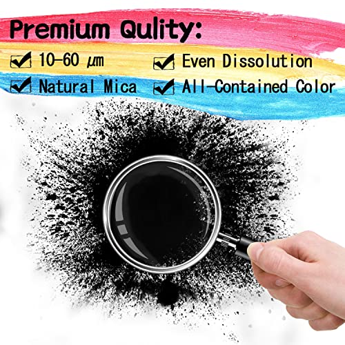 Mica Powder - 40g Mica Powder for Epoxy Resin - Pigment Powder Dye for Resin/Eye Shadow/Soap Making/Nails/Bath Bombs etc. (Black) LightStone