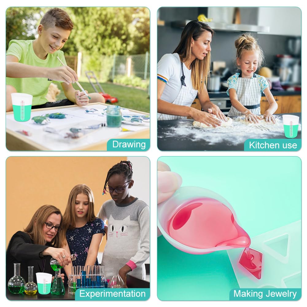 6 pcs Silicone Cup Set, 500ml, 250ml and 125ml for Epoxy Silicone Measuring Cups, Non-Stick Mixing Cups, Casting Molds, Jewelry Making, Silicone Sjubaopen