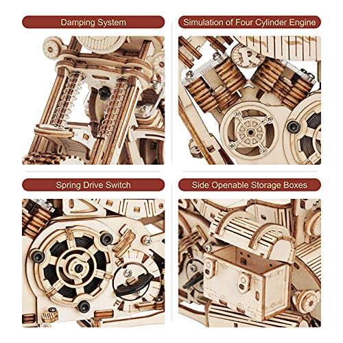 Rowood 3D Puzzles for Adults, Model Car Kits, Wooden Model Kit for Adults to Build,DIY Motorcycle Mechanical Gears Building Set Toys for Boys, RoWood