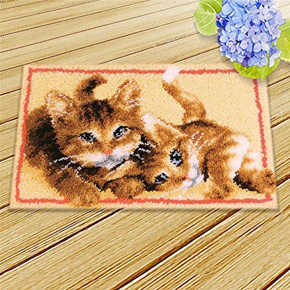 Latch Hook Kit Rug (CAT,21x15 (52X38cm) - WoodArtSupply