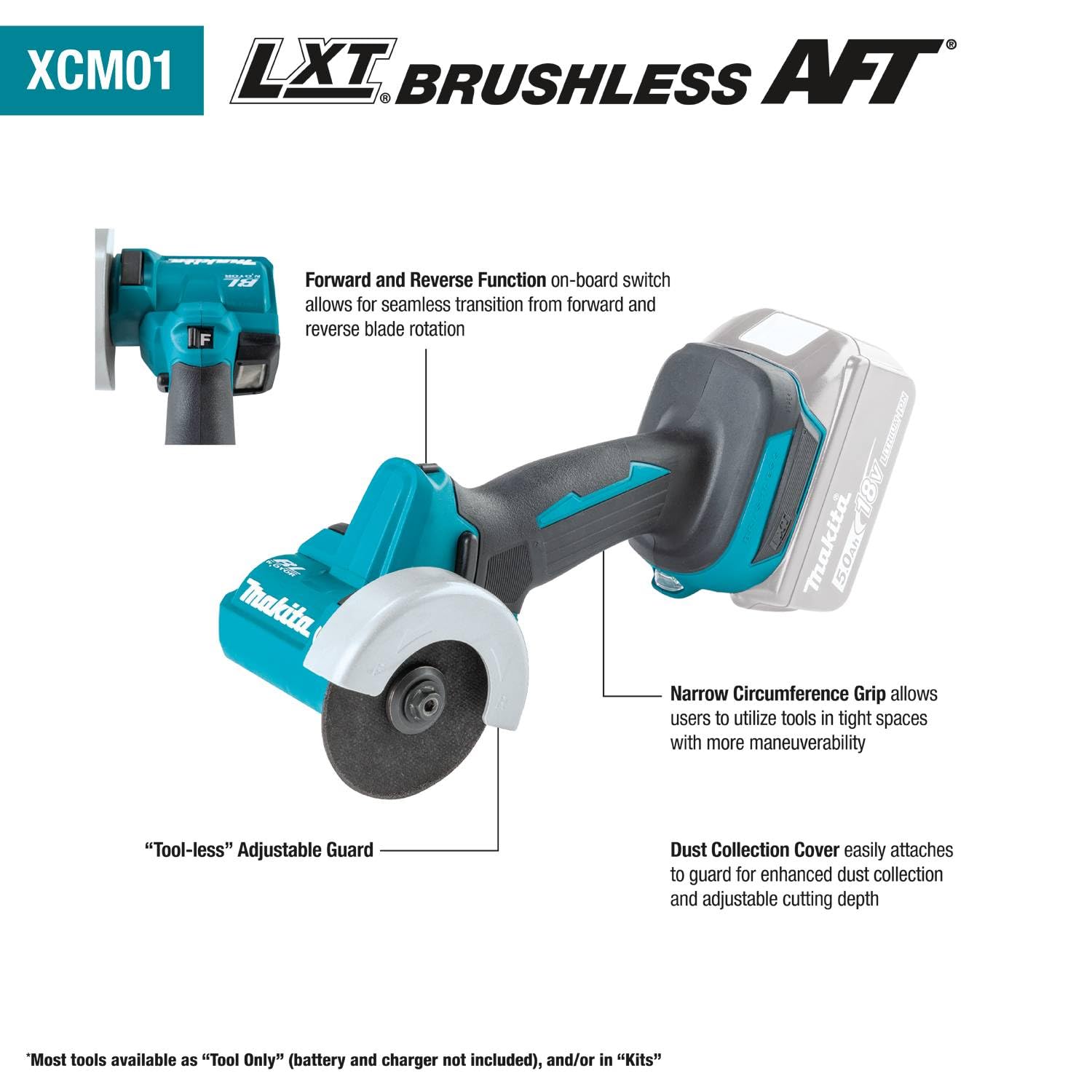 Makita XCM01Z 18V LXT® Lithium-Ion Brushless Cordless 3" Cut-Off Tool, Tool Only Makita