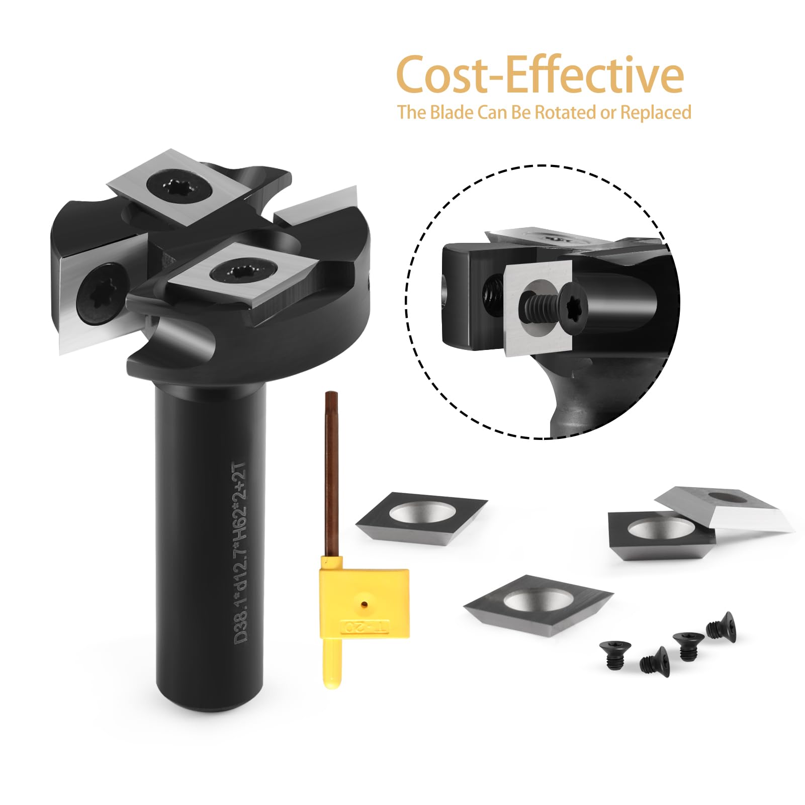 CNC Spoilboard Surfacing Router Bit 1/2" Shank, Slab Flattening Router Bit , 2+2 Flutes Insert Carbide Wood Planer Router Bits, Planing Bit for - WoodArtSupply