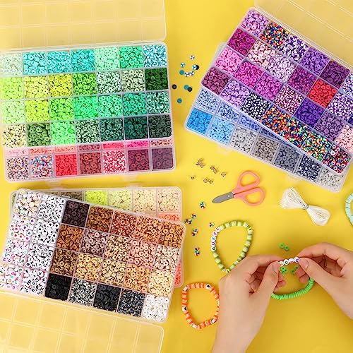 Quefe Clay Beads, 20000pcs, 160 Colors, Clay Bead Bracelet Making, Flat Round Polymer Heishi Beads Kit, DIY Craft Jewelry Making Gifts QUEFE