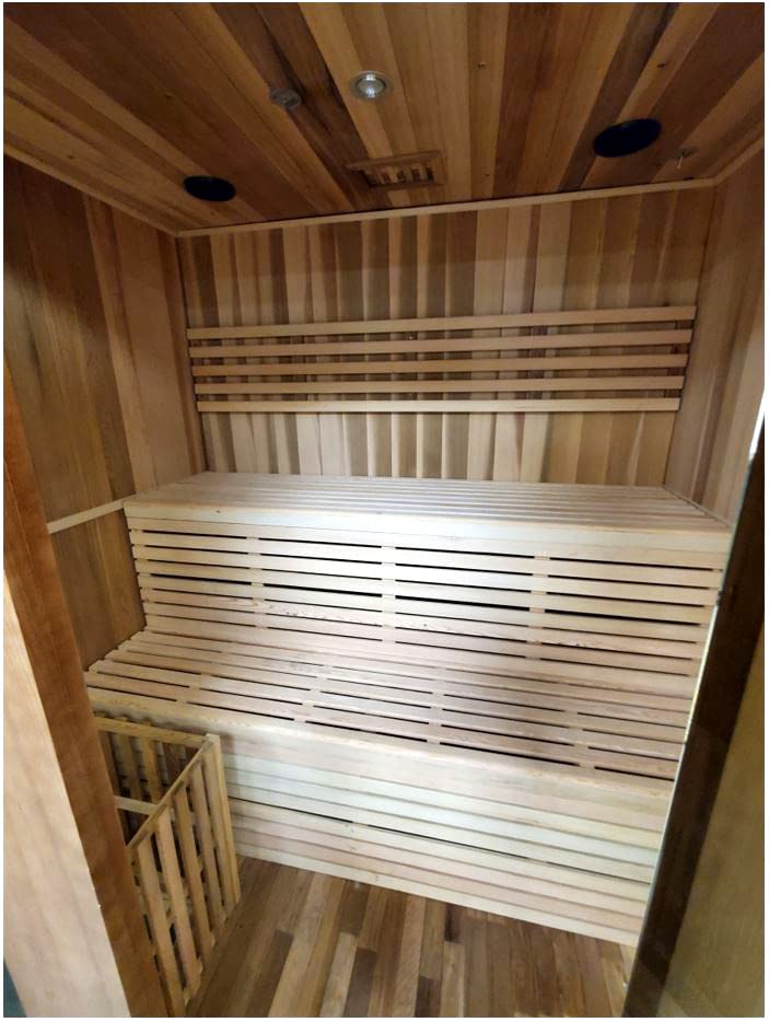 Canadian Red Cedar Wood Swedish 72" 4 to 6 Person Sauna Spa with 9KW Wet/Dry Heater, Rocks, Interior Lighting, and Digital Panel Generic