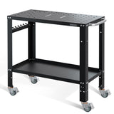 WORKPRO 36”×18” Welding Table, 1200 lbs Load Capacity, Nitriding Tabletop, Portable Welding Table with 5/8" Holes on Top, Welding Cart, Casters with WORKPRO