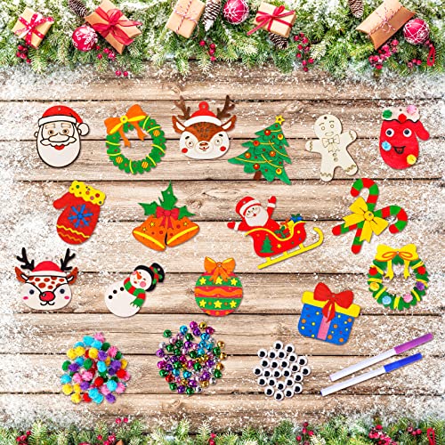 MGParty 60Pcs DIY Wood Slices, Wooden Christmas Ornaments Bulk for Crafts, Unfinished Paintable Wooden Hanging Decorations, Wood Kit for Crafts with MGparty