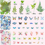 297 Pcs Dried Pressed Flowers Butterfly Stickers for Resin, Real Natural Dry Flowers Leaves Bulk with Tweezers for Art Craft Supplies Scrapbooking Cruzix
