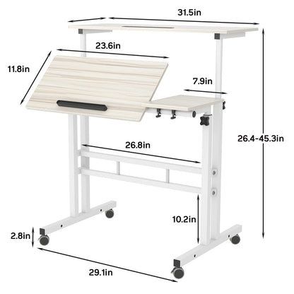 sogesfurniture Height Adjustable Sit Stand Workstation Mobile Standing Desk Home Office Desk with Standing and Seating,Maple BHUS-101-2MP