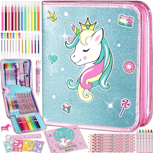 ABERLLS Unicorn Markers Set for Girls Age 5 6 7 8 9 10 Years Old, Unicorns Gifts for Kids Girls Birthday, Art Coloring Marker Kit with Unicorn Pencil - WoodArtSupply