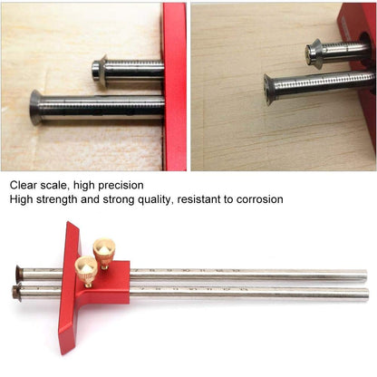 YWBL-WH Double Head Scriber Stainless Steel Woodworking Marking Gauge Scriber Ruler Wood Scribe Tool - WoodArtSupply