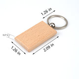 ASUNFO Pack of 20 Rectangle Wood Blanks Keychain Unfinished Wooden Blank Key Chain Chains for Engraving Crafts Ornament ASUNFO