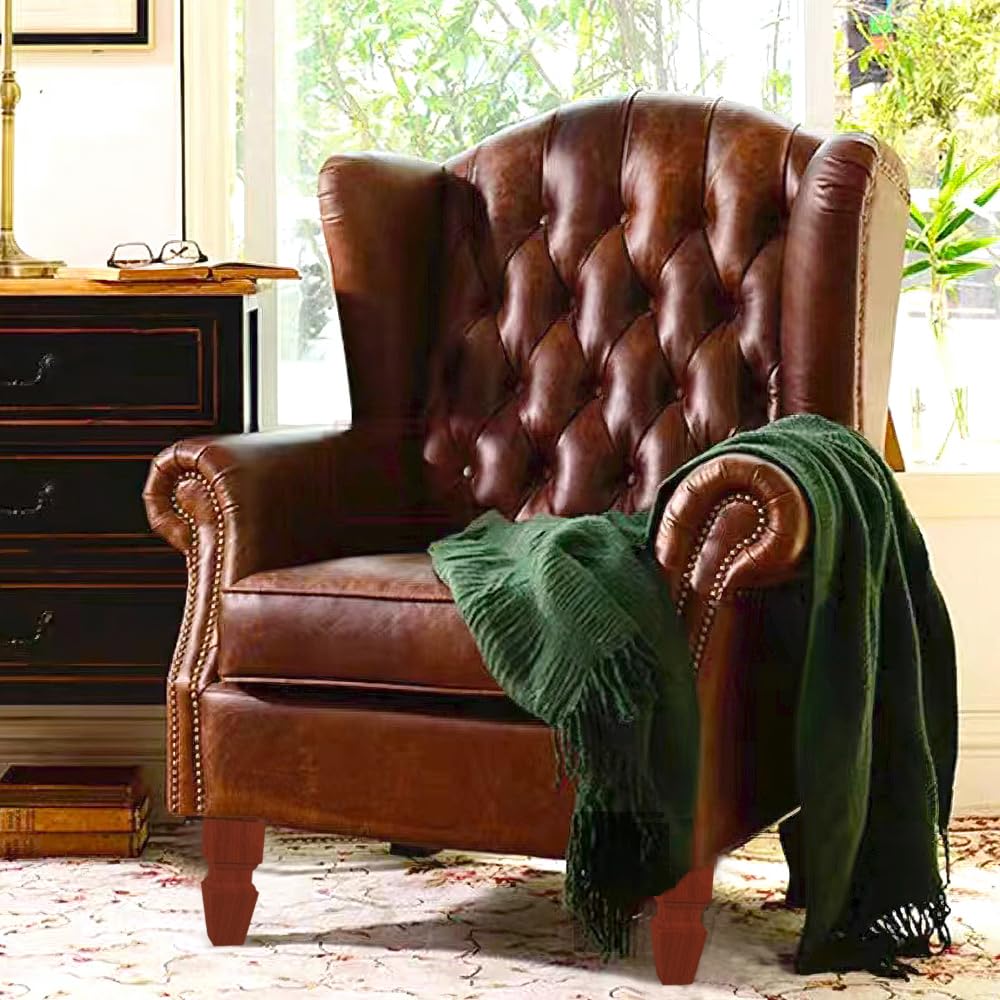 Aiminjey Wooden Furniture Legs, 6 Inch Solid Wood Unfinished Replacement Bun Feet Sofa Couch Chair Ottoman Loveseat Cabinet Legs Set of 4 (6inch- Aiminjey