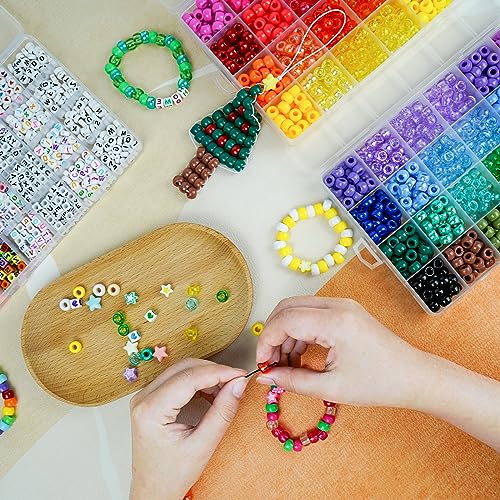 Dowsabel Bracelet Making Kit, 48 Colors Pony Beads Friendship Bracelet Kit Letter Beads Heart Beads for Jewelry Making, DIY Arts and Crafts Gifts for - WoodArtSupply