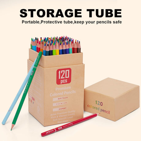 KALOUR Premium Colored Pencils,Set of 120 Colors,Artists Soft Core with Vibrant Color,Ideal for Drawing Sketching Shading,Coloring Pencils for Adults KALOUR