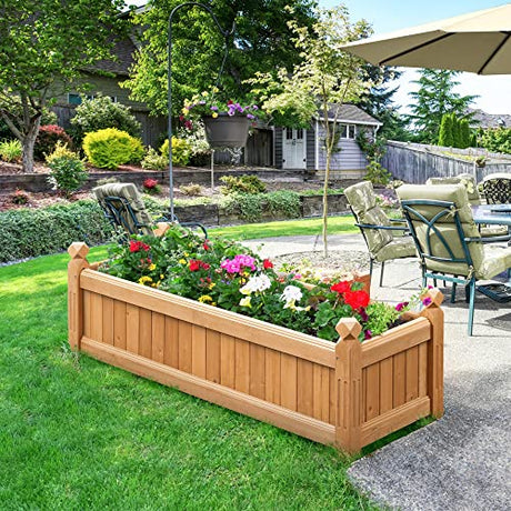 Yaheetech 43.5″ L×16″ W×14″ H Wooden Raised Garden Bed, Horticulture Wood Rectangular Garden Planter Outdoor, Raised Planter Box for Yaheetech