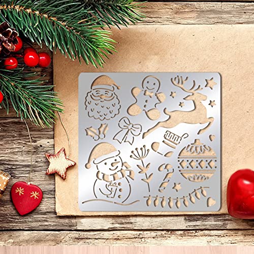 BENECREAT Christmas Theme Metal Stencil, Santa Claus/Snowman/Deer Stainless Steel Stencils Templates for Wood Burning, Pyrography and Engraving, - WoodArtSupply