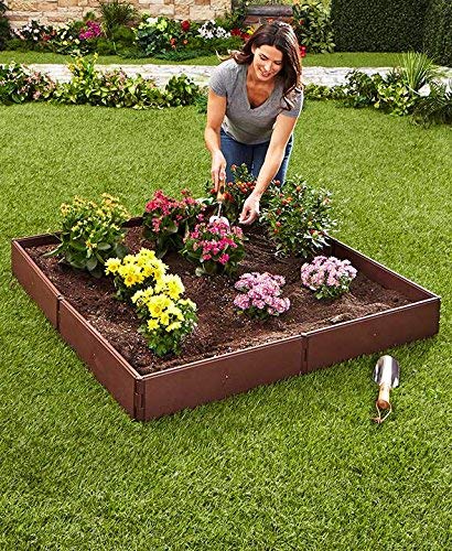 The Lakeside Collection Outdoor Raised Garden Bed for Vegetables, Herbs, Flowers - Customizable Large Wooden Planter Box Kit for Grass, Yard, Lawn