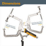 POWERTEC 71745 Two Way Pocket Hole Right Angle Clamp Plier Tools, 12 Inch C Clamps for Pocket Hole Joint Assembly, Woodworking & Welding, 2 PK POWERTEC