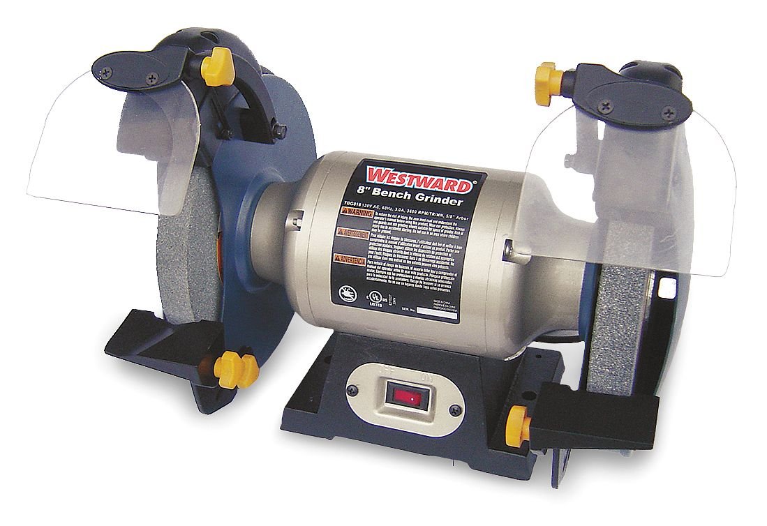 Westward 1KEN1 Bench Grinder, 8 In, 3450 RPM, 1/2 HP WestWard Tools