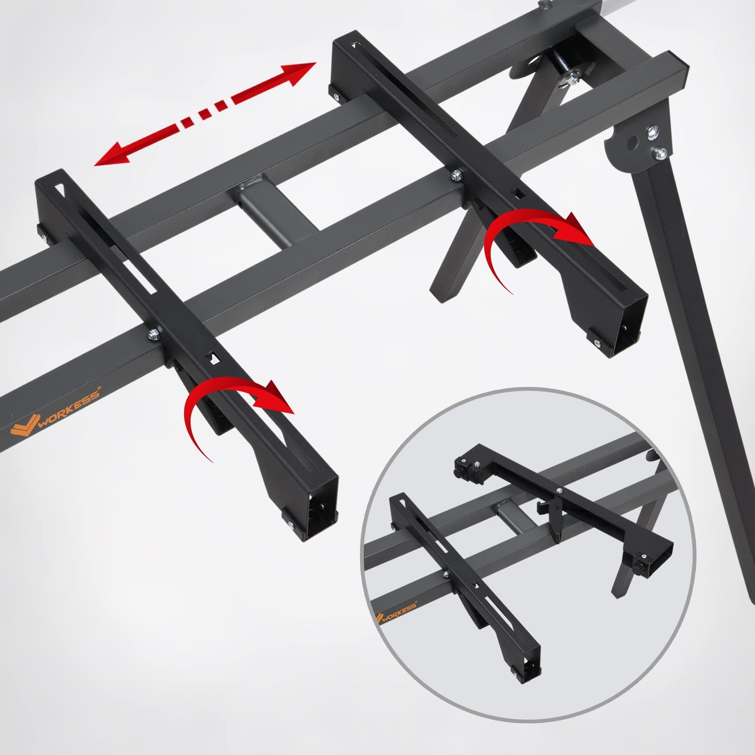 WORKESS Light Weight Universal Miter Saw Stand 330 Lbs Load Capacity Black and Grey WK-MS050B Single Pack WORKESS