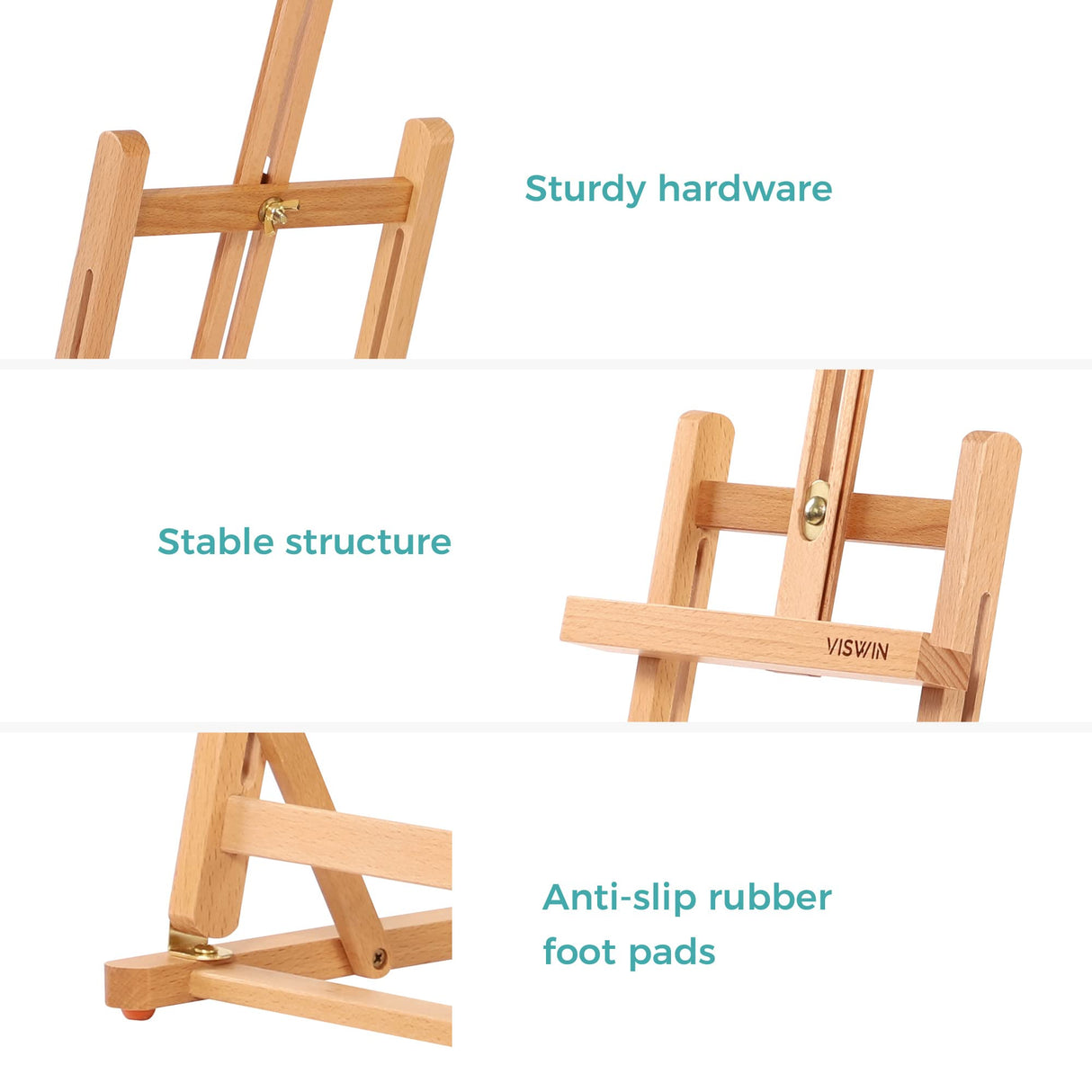 VISWIN 25"H Basic Tabletop H-Frame Easel, Hold Canvas up to 16", Adjustable Sturdy Beech Wood Desktop Art Easel, Portable Painting & Display Table VISWIN