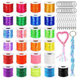 cridoz Lanyard String Kit, Boondoggle String with 25 Rolls Plastic Lacing Cord and 50Pcs Keychain Lanyard Accessories, Gimp String Lanyard Weaving cridoz