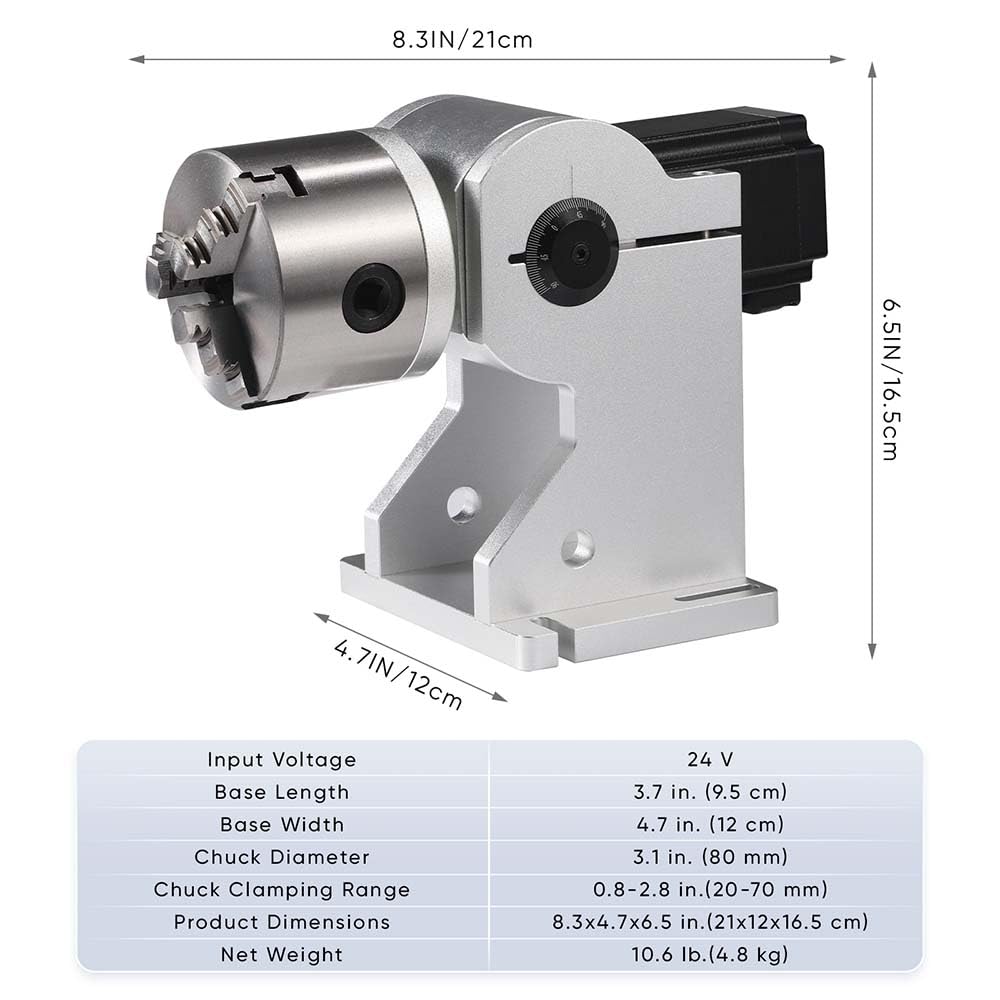 Monport 30W Fiber Laser Engraver with Rotary Axis,Compatible Lightburn Laser with 5.9" x 5.9" Work Area and 30W Laser Source,360° Laser Marking for - WoodArtSupply