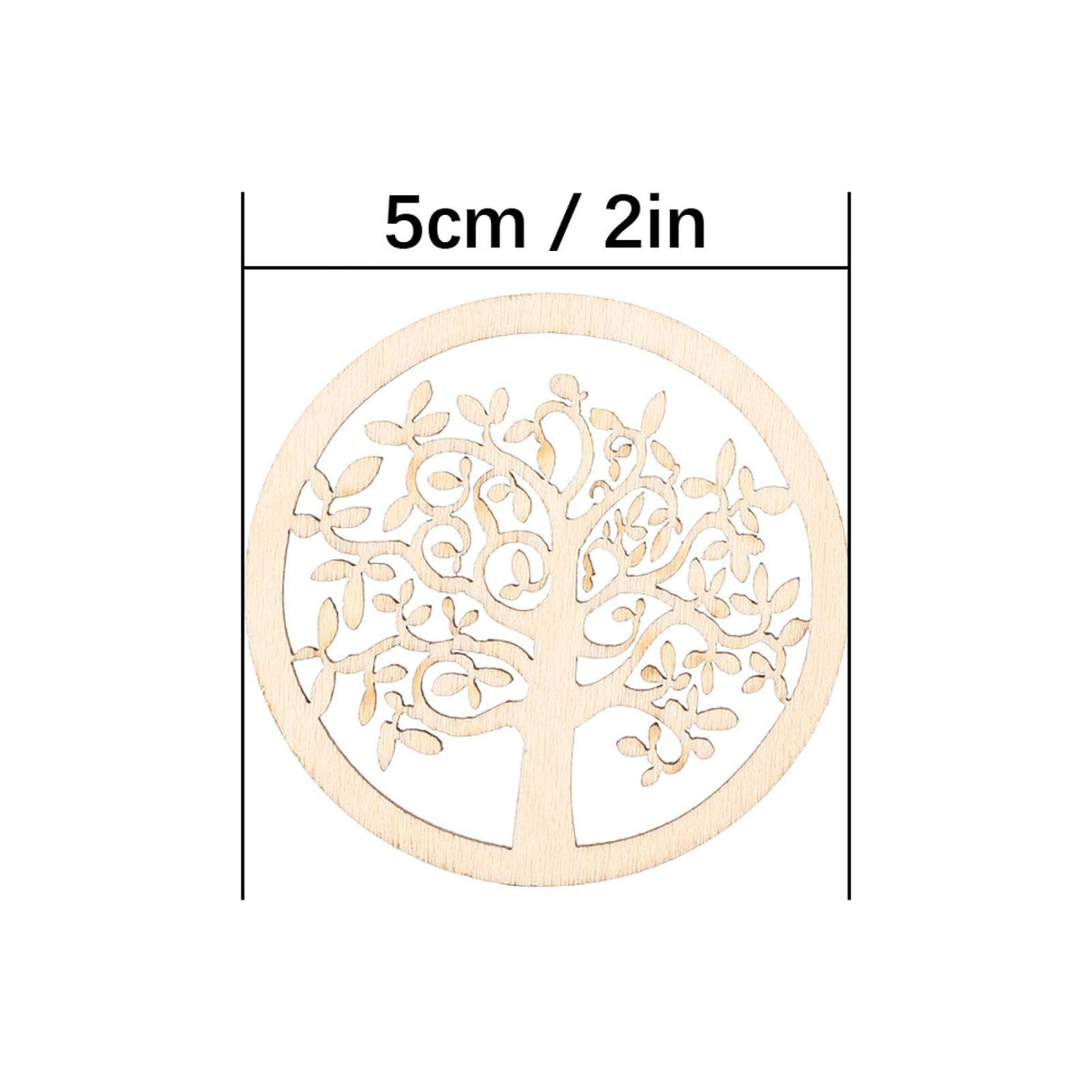 48Pcs Organic Tree of Life, Mini Round Tree of Life Unfinished Wooden Plaque Wooden Tree Shape Craft Blank for Christmas, Wedding, Guestbook, HERCHR