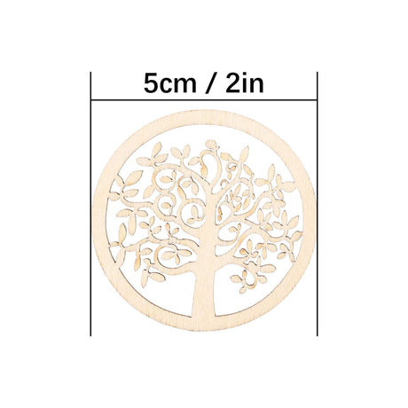 48Pcs Organic Tree of Life, Mini Round Tree of Life Unfinished Wooden Plaque Wooden Tree Shape Craft Blank for Christmas, Wedding, Guestbook, HERCHR