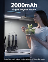 YIGER 2 Packs Under Cabinet Lights, 2000mAh Rechargeable 62 LED White Lighting, Wireless Motion Sensor Light Indoor,4 Modes Night Light, Stick-On YIGER