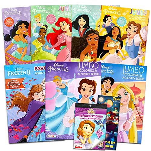 Disney Princess Coloring Book Super Set for Kids - 7 Jumbo Disney Princess Activity Books with Coloring Pages, Stickers, Games, Puzzles, and More | - WoodArtSupply